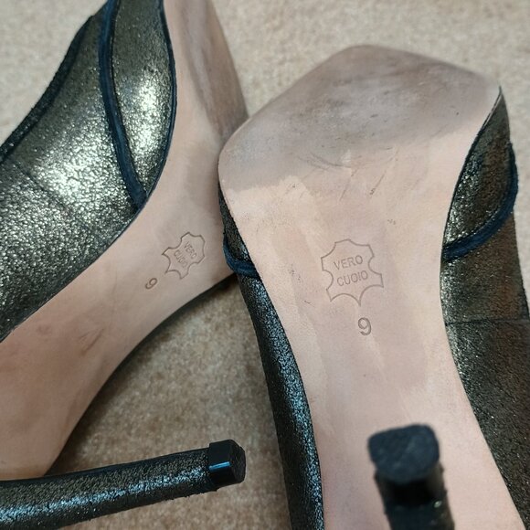 Charles David Pewter Suede Classic Pumps Sz 9M Heel Pointed Toe Glitter Stiletto - Picture 8 of 8